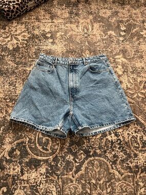 High-Rise Mom Fit Light Blue Denim Shorts